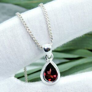 Garnet Gemstone 925 Sterling Silver Pendant Necklace, Pendant for gifts